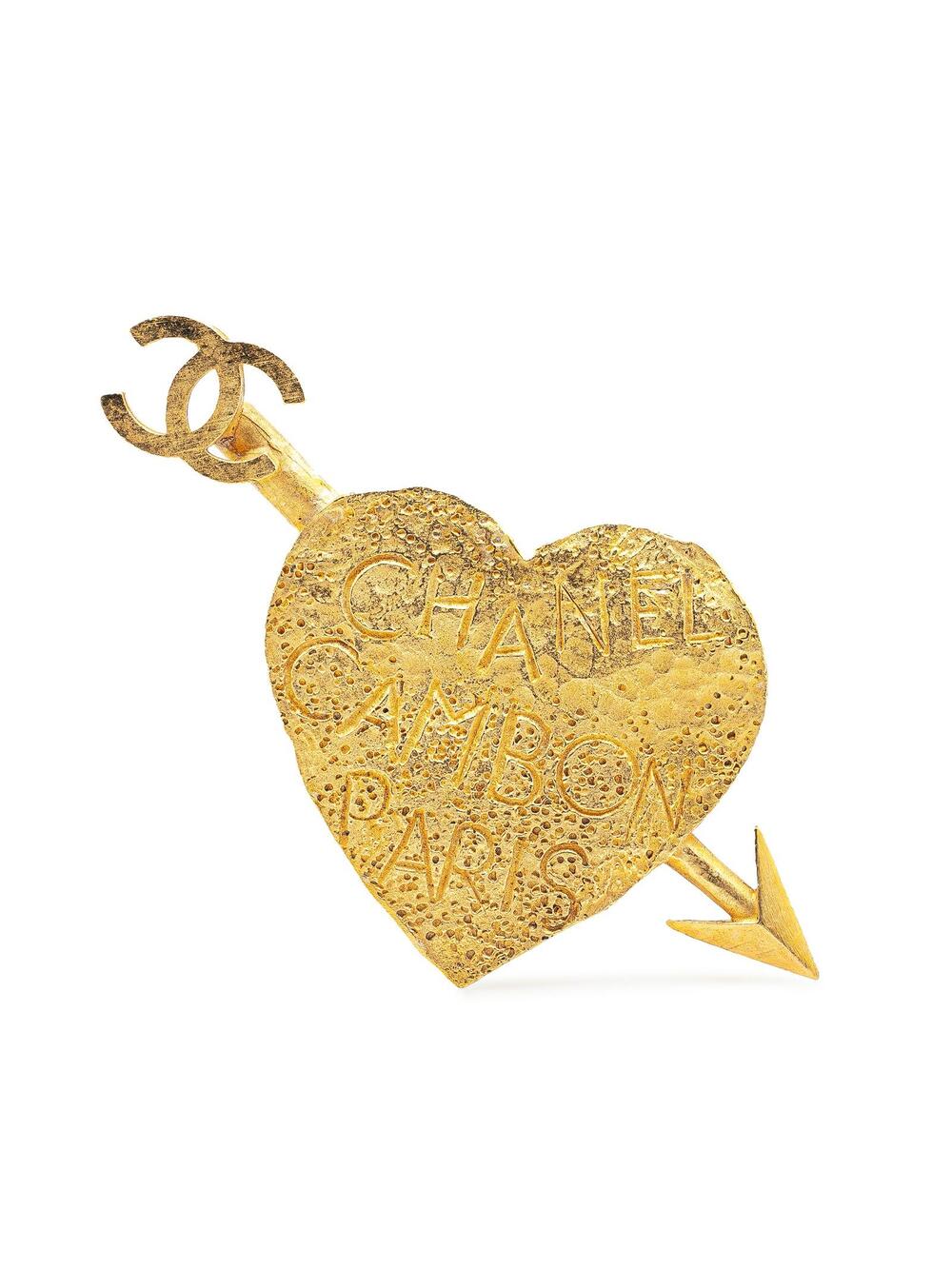 Chanel Gold Plated Cc Heart And Arrow #372077C97B